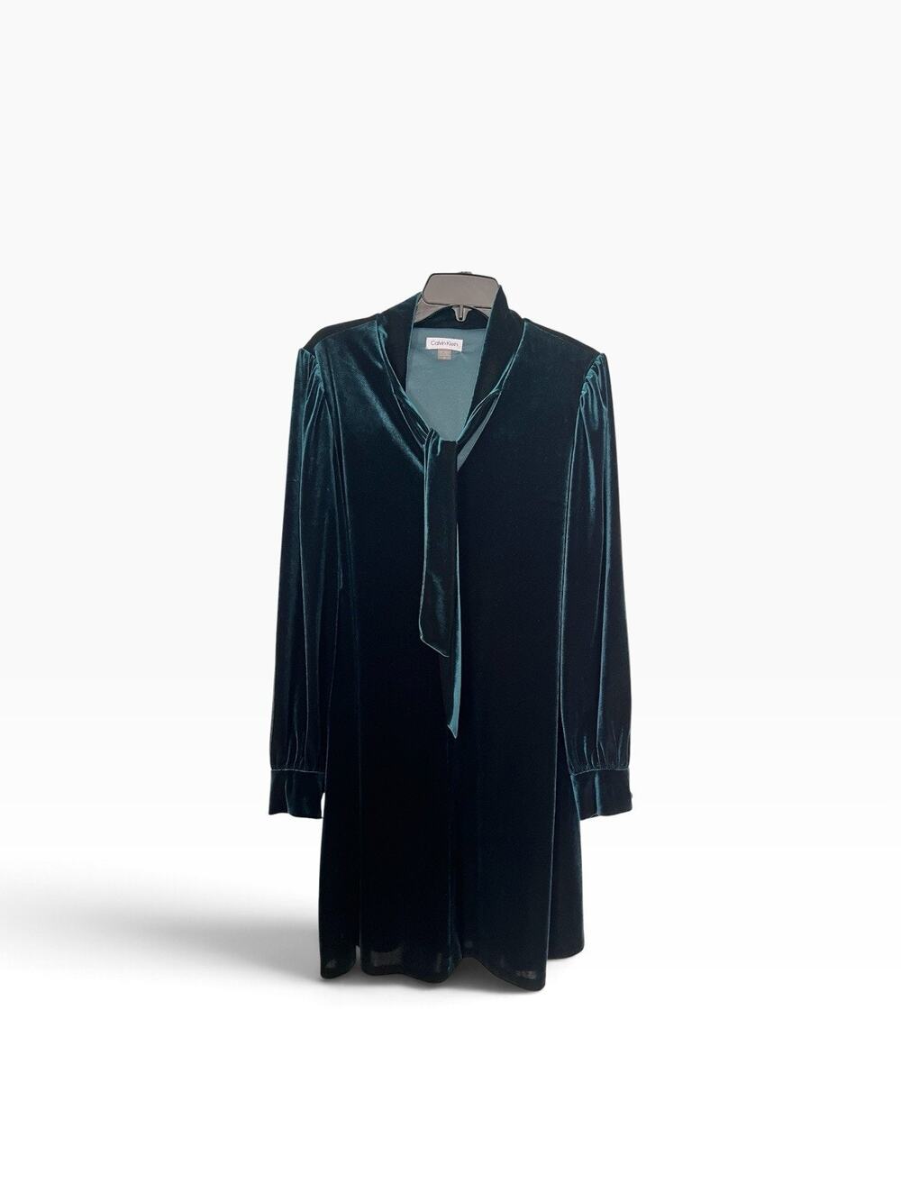 Calvin Klein Emerald Green Velvet Tie-Neck Dress